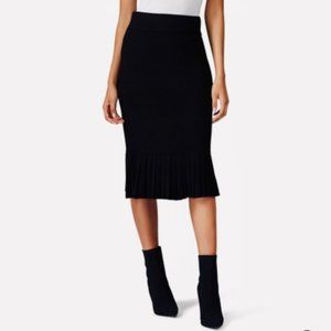 Club Monaco, Slim Pleated Peplum Skirt Elastic Waistband, XS Black